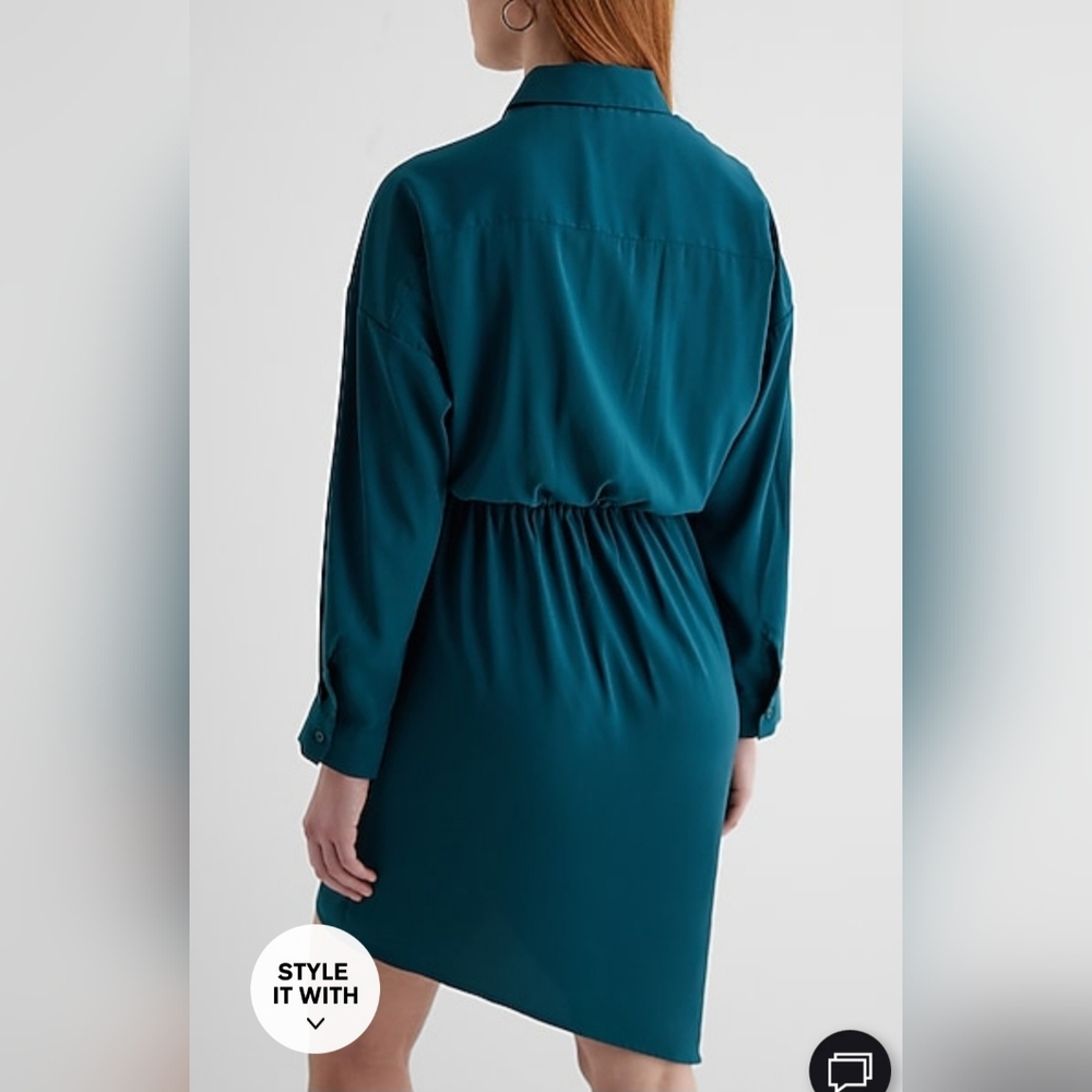 ✨️Final Price✨️NWT Sz M Teal Express Asymmetrical Portofino Dress - Picture 5 of 8